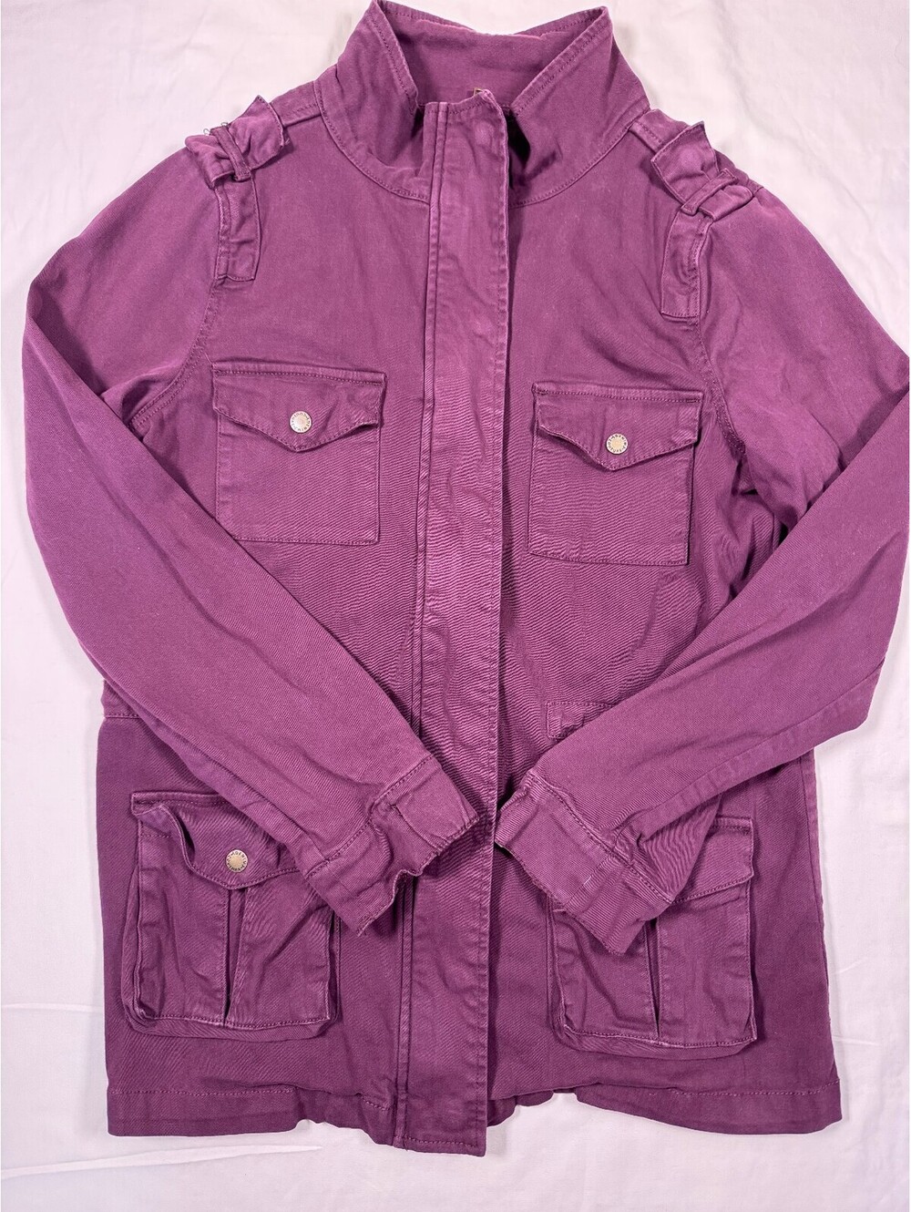 Tinsel Women's Full Zip Jacket Medium Maroon Military Cargo Utility